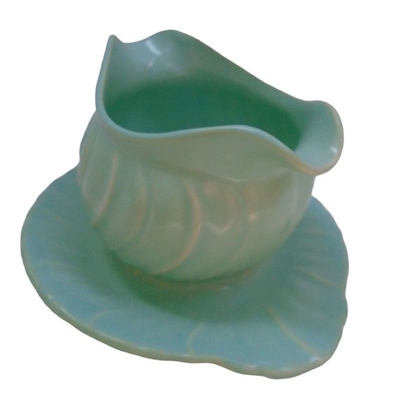 Franciscan Coronado Swirl Vintage Gravy Sauce Boat Turquoise Green 8 by 4 Inches - Picture 4 of 4